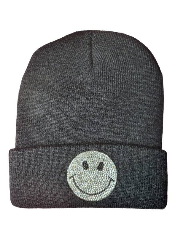 Mütze schwarz mit Smiley, Gr. onesize, 1x verfügbar