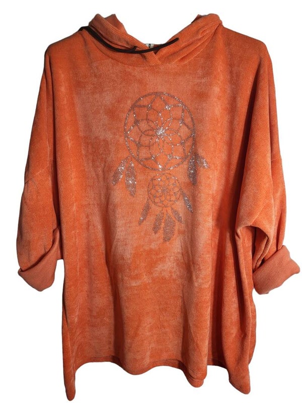 Kapuzenpullover orange "Traumfänger", Gr. 42/44 - 46, 1x verfügbar