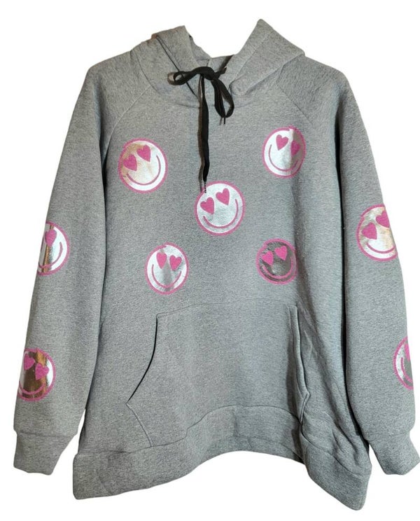 Kapuzenpullover grau "Smiley", Gr. 42 -44/46, 1x verfügbar
