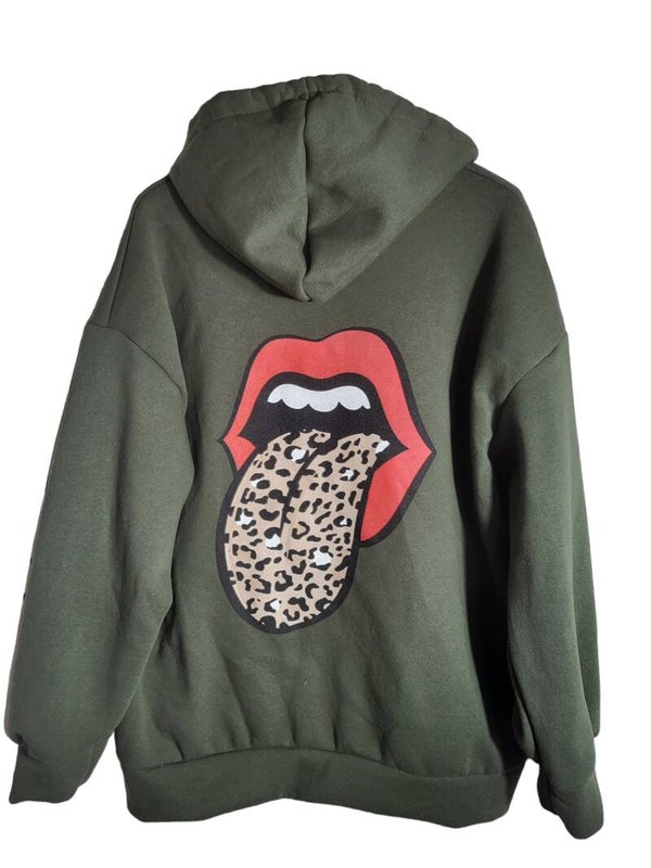 Kapuzenpullover militärgrün "Zunge", Gr. 42/44, 1x verfügbar