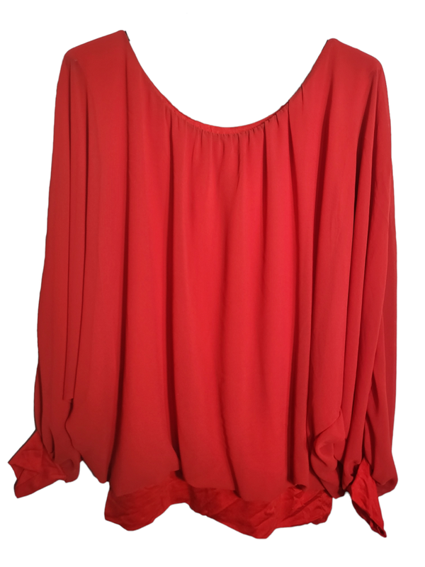 Fledermausshirt langarm rot, Gr. 46 - 50, 1x verfügbar