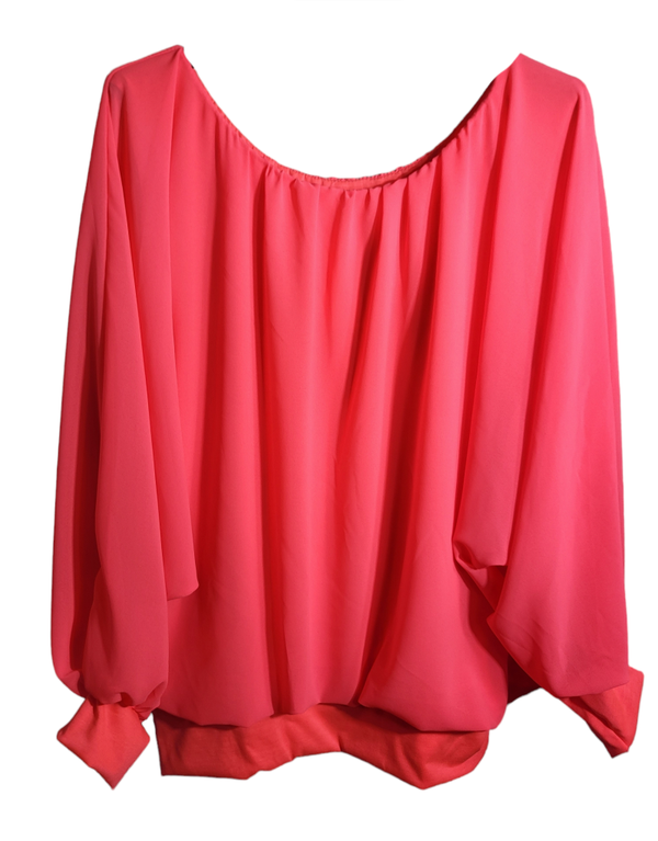 Fledermausshirt langarm coral-pink, Gr. 46 - 50, 1x verfügbar