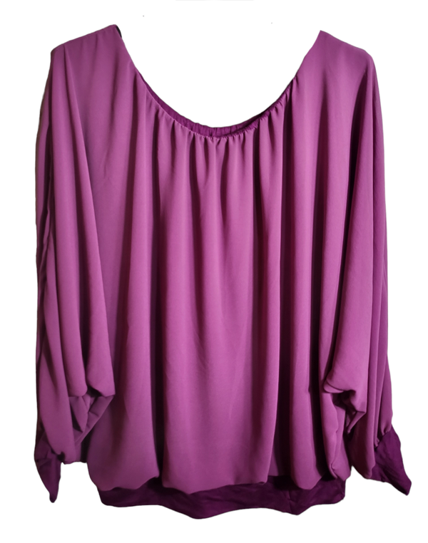 Fledermausshirt langarm violett (purple), Gr. 46 - 50, 1x verfügbar