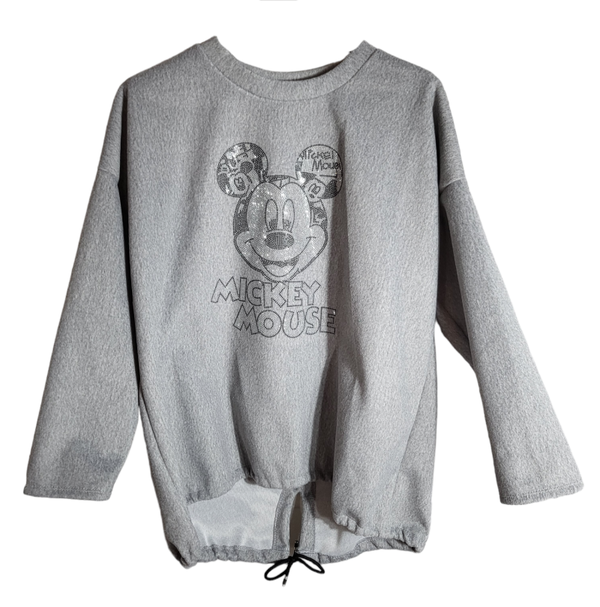Pullover hellgrau mit Glitzer-Maus, Gr 42/44, 1x verfügbar