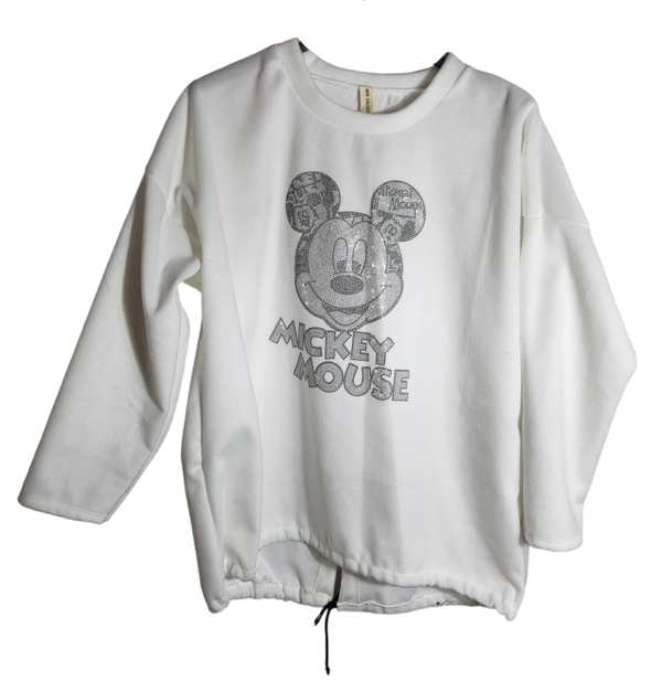 Pullover weiss mit Glitzer-Maus, Gr 42/44, 1x verfügbar