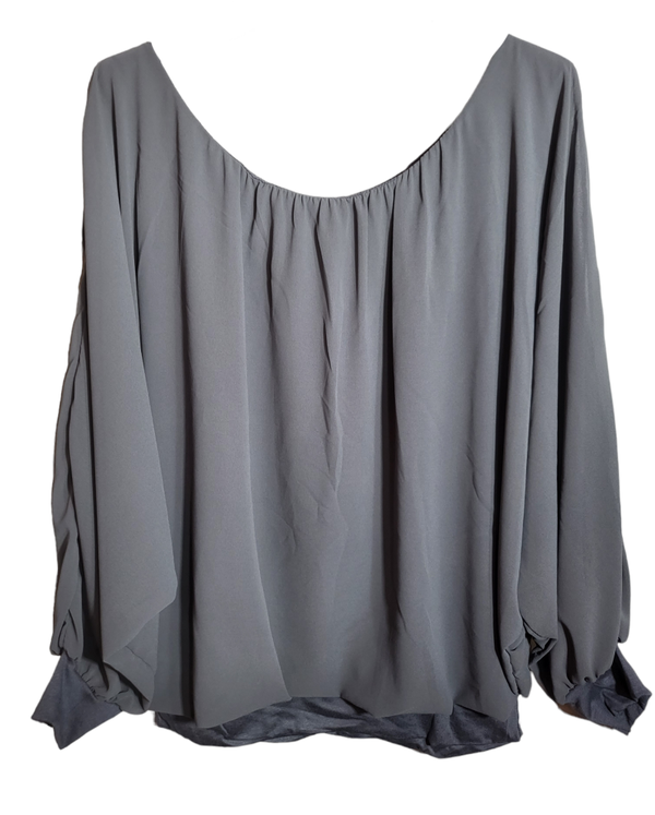 Fledermausshirt langarm dunkelgrau, Gr. 46 - 50, 1x verfügbar