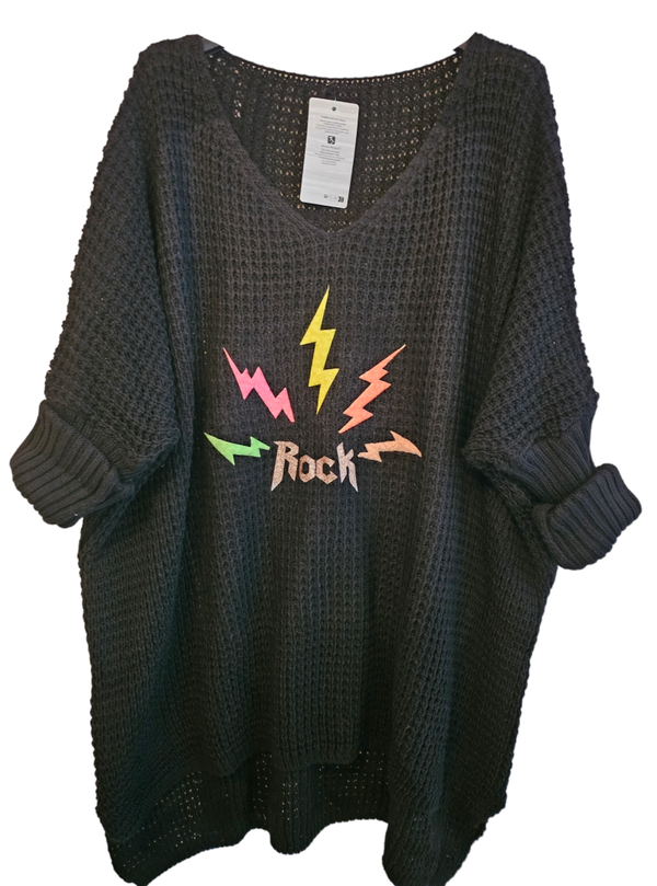 Strickpullover schwarz "ROCK", Gr. 46 - 50, 1x verfügbar