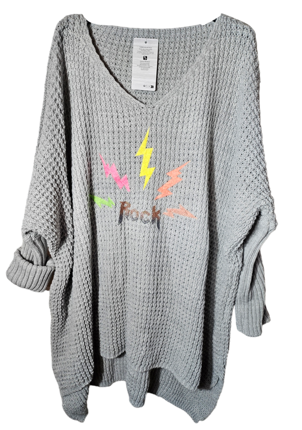 Strickpullover hellgrau "ROCK", Gr. 46 - 50, 1x verfügbar