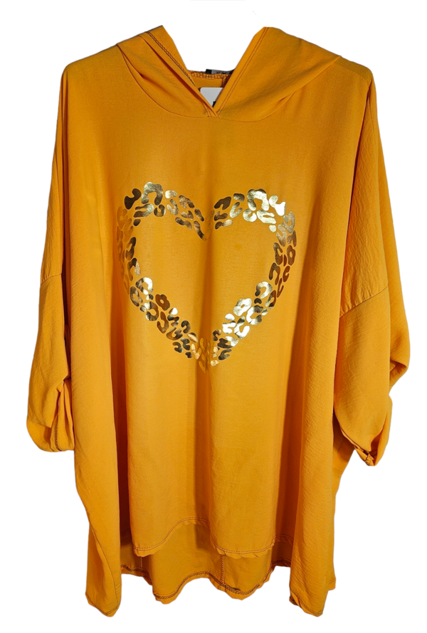 Kapuzensweatshirt orange "Herz", Gr. 46 - 50, 2x verfügbar