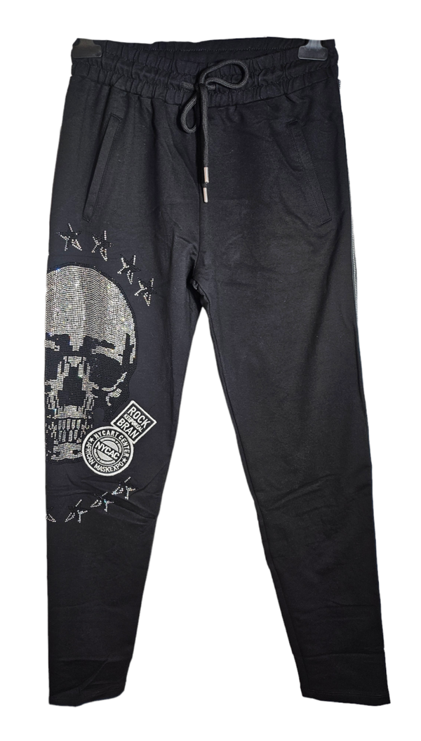 Stoffhose schwarz "ROCK & STARS", Gr. M (38), 1x verfügbar