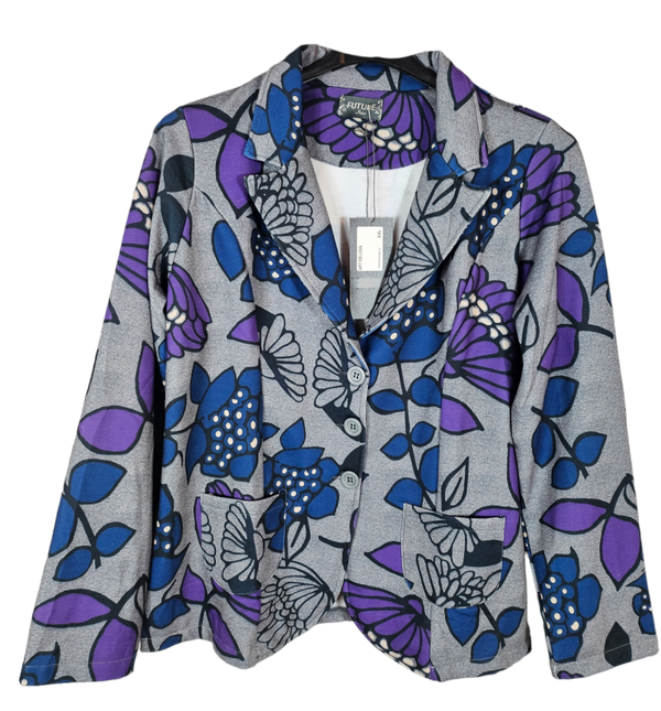 Blazer grau/blau/violett "Floral", Gr. XXL (44/46), 2x verfügbar