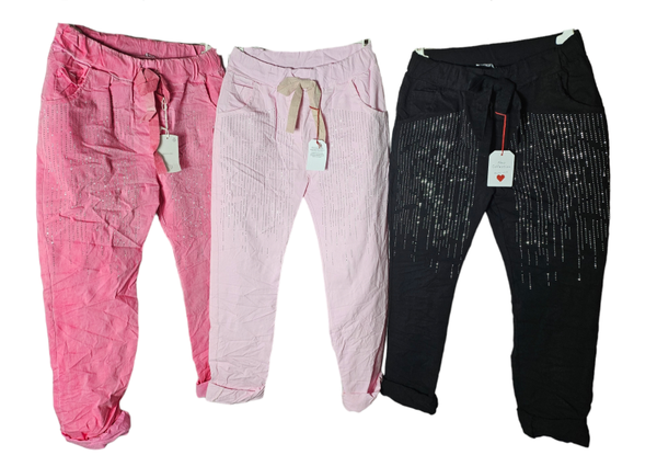 Stretchhose babyrosa mit silber Steinchen, Gr. 40 - 42/44, 1x verfügbar