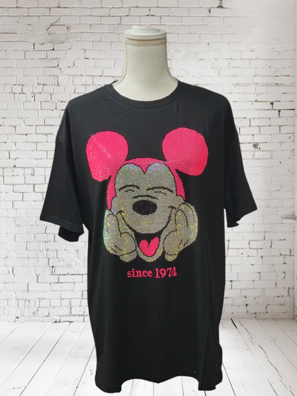 T-Shirt Mickey Schwarz Neon 38 - 42/44