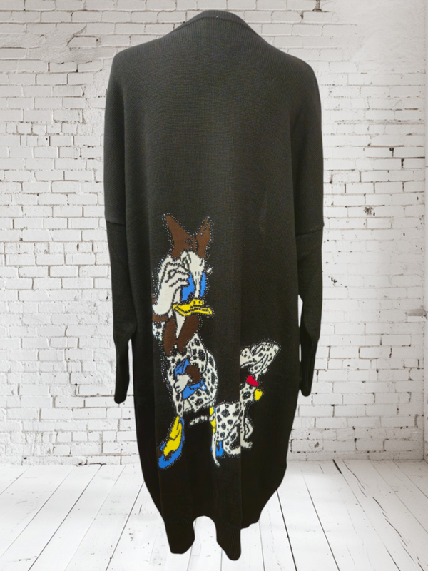 Strickjacke "Daisy" schwarz, Onesize bis Grösse 46