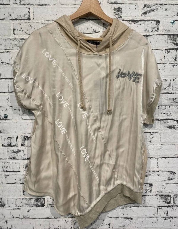 Kapuzenshirt beige "LOVE", Gr. 38 - 42, 1x verfügbar
