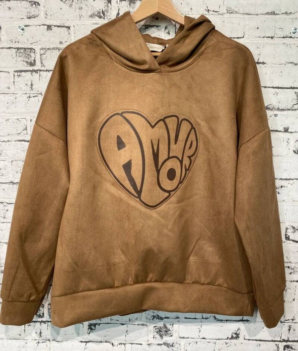 Kapuzenpullover cammel "AMOUR", Gr. 38 - 42, 1x verfügbar