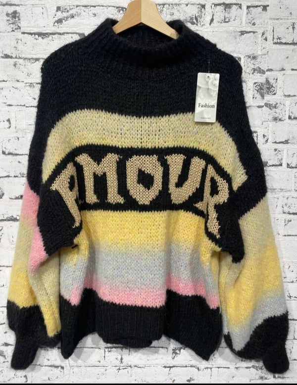 Pullover schwarz "Amour", Gr. 38 - 42, 1x verfügbar