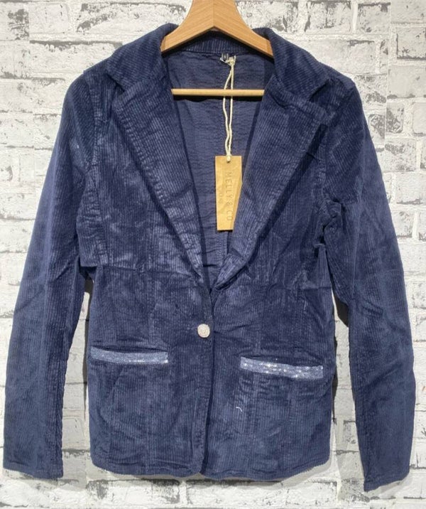 Blazer navy mit Pailletten im Manchesterstyle, Gr. L, 2x verfügbar