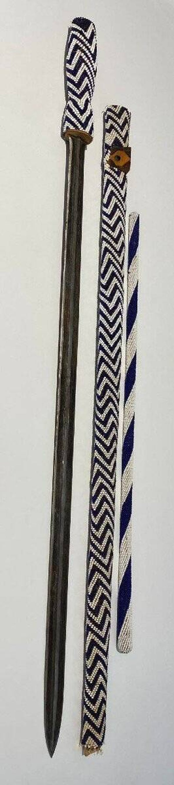 Old Exceptional Rare Big Tutsi Sword + Stick Tutsi Tribe Rwanda Early/mid 20th Century