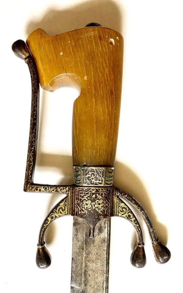 19th century antique Moroccan Nimcha sword sabre gilded decoration saif african