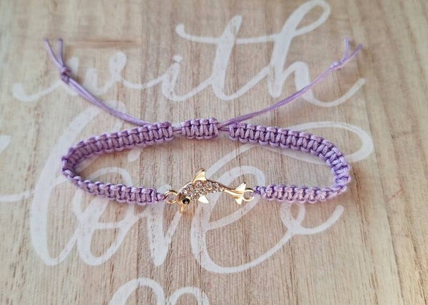 Makramee Armband lila, Delfin