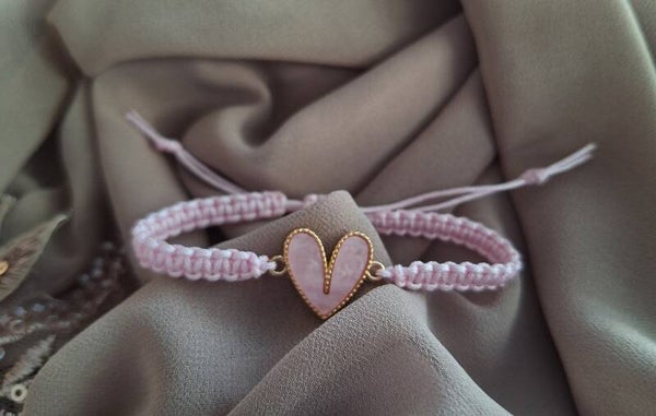Makramee Armband rosa Herz