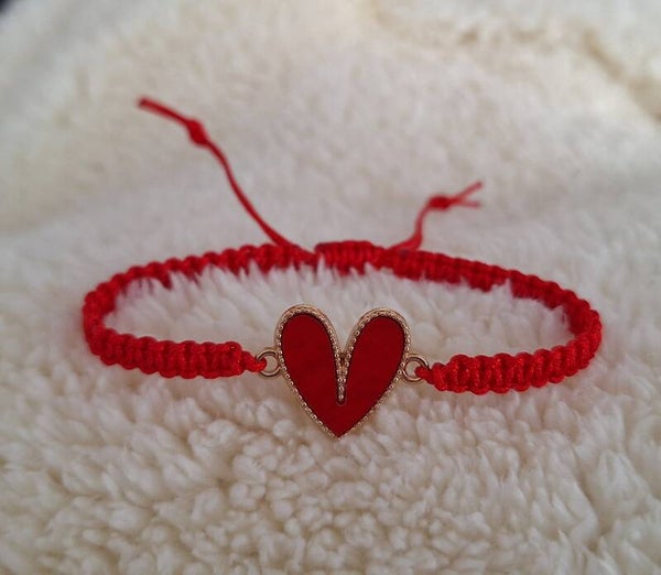 Makramee Armband rot Herz