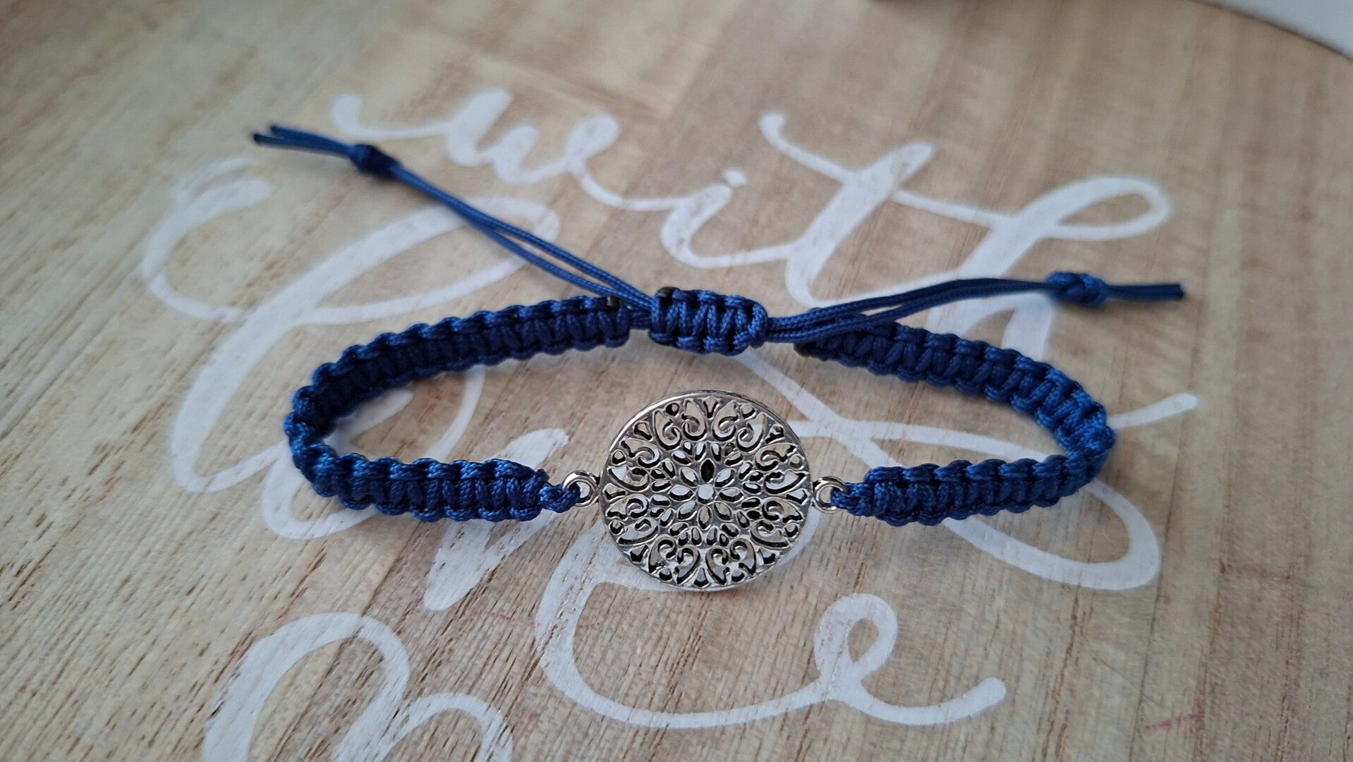 Armband dunkelblau Blume des Lebens