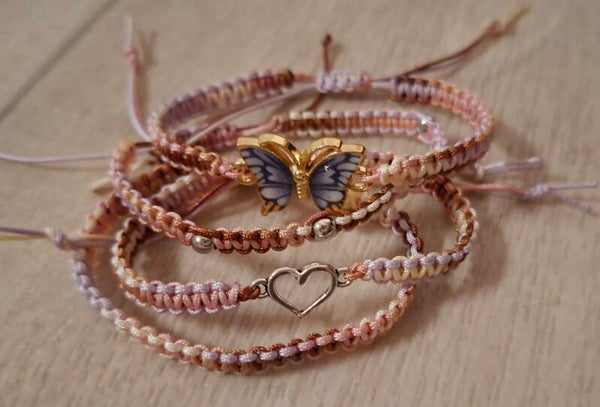 Armband Set rosa Herz Schmetterling für Kinder