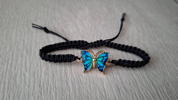 Armband schwarz, Schmetterling