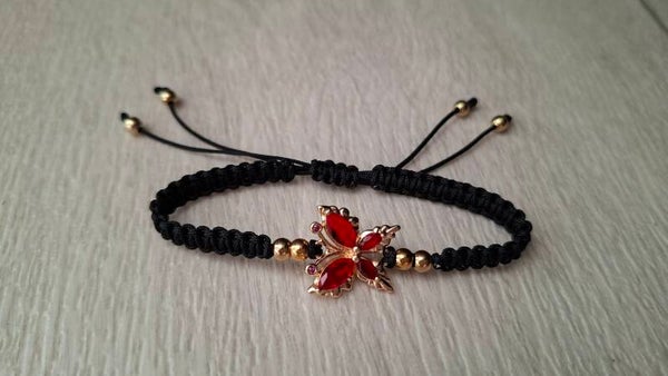 Armband Schmetterling schwarz rot