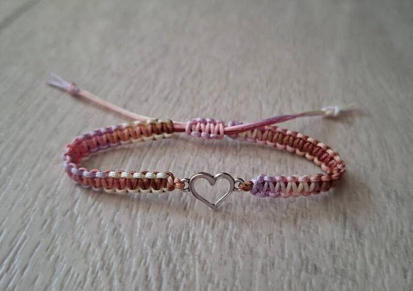 Armband rosa braun, Herz