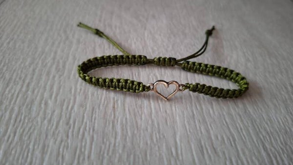 Armband Herz oliv