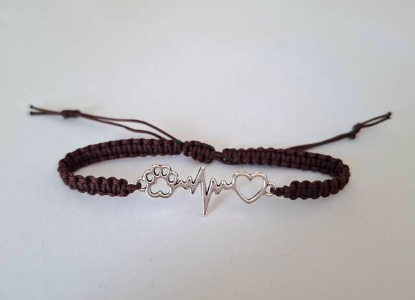 Armband Pfote Herz dunkelbraun