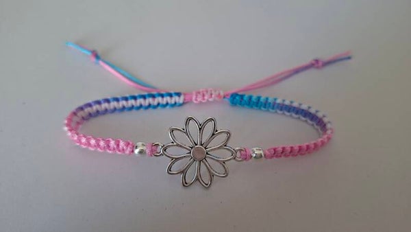 Armband Blume rosa blau