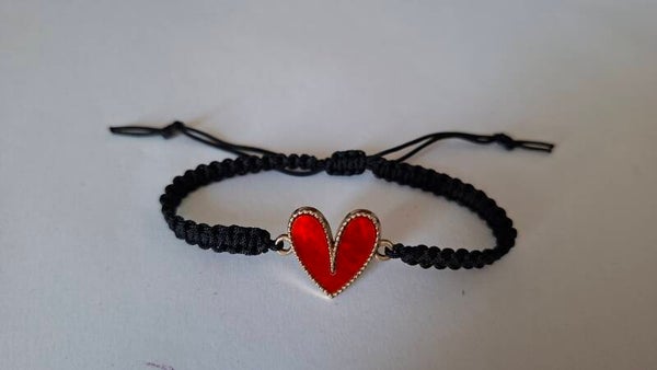 Armband Herz schwarz rot