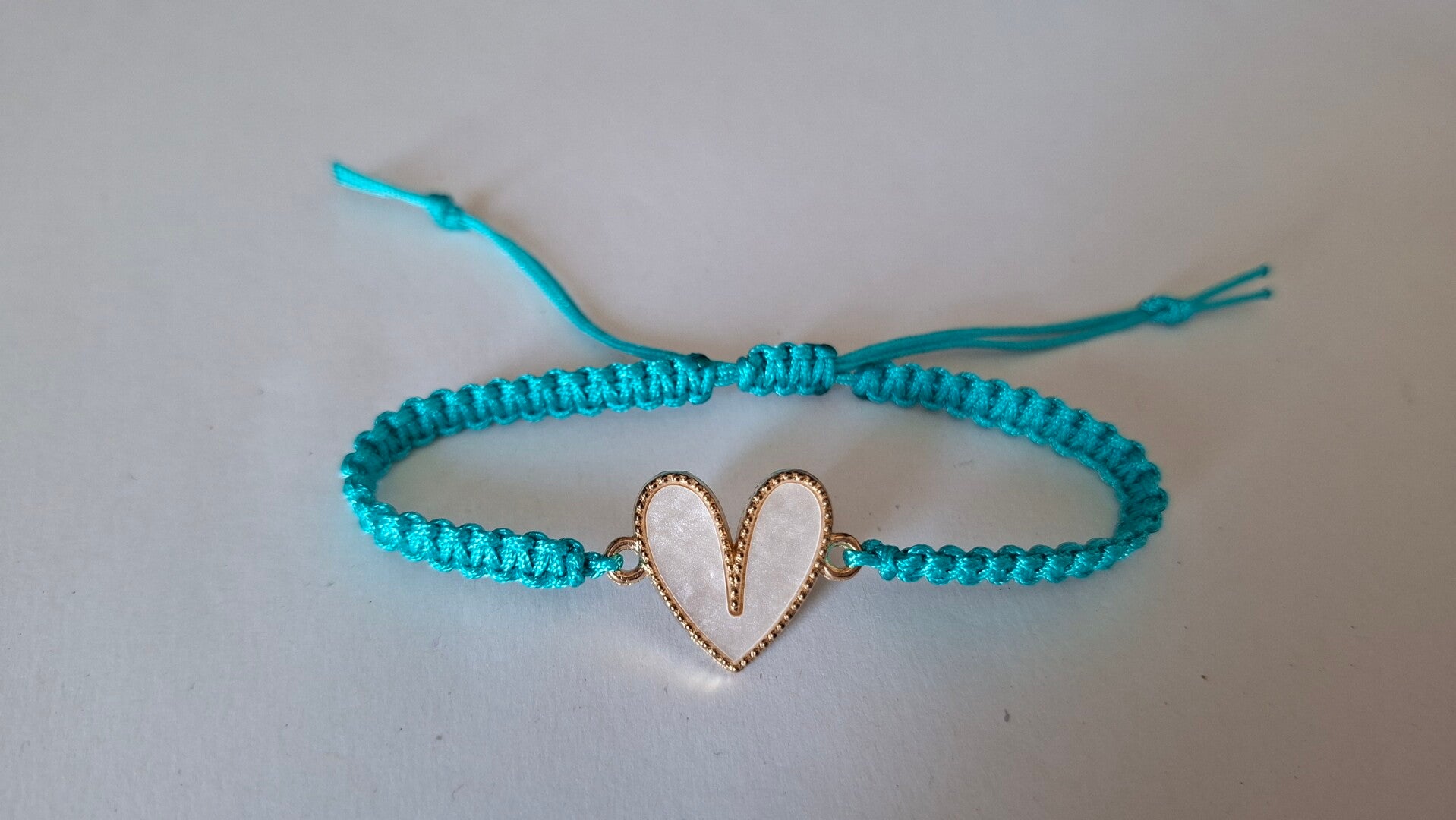 Armband Herz türkis weis