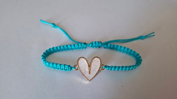 Armband Herz türkis weis
