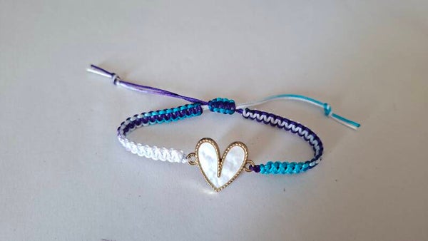 Armband Herz blau weiß