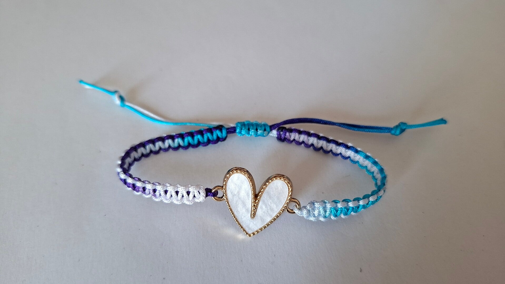 Armband Herz blau weiß