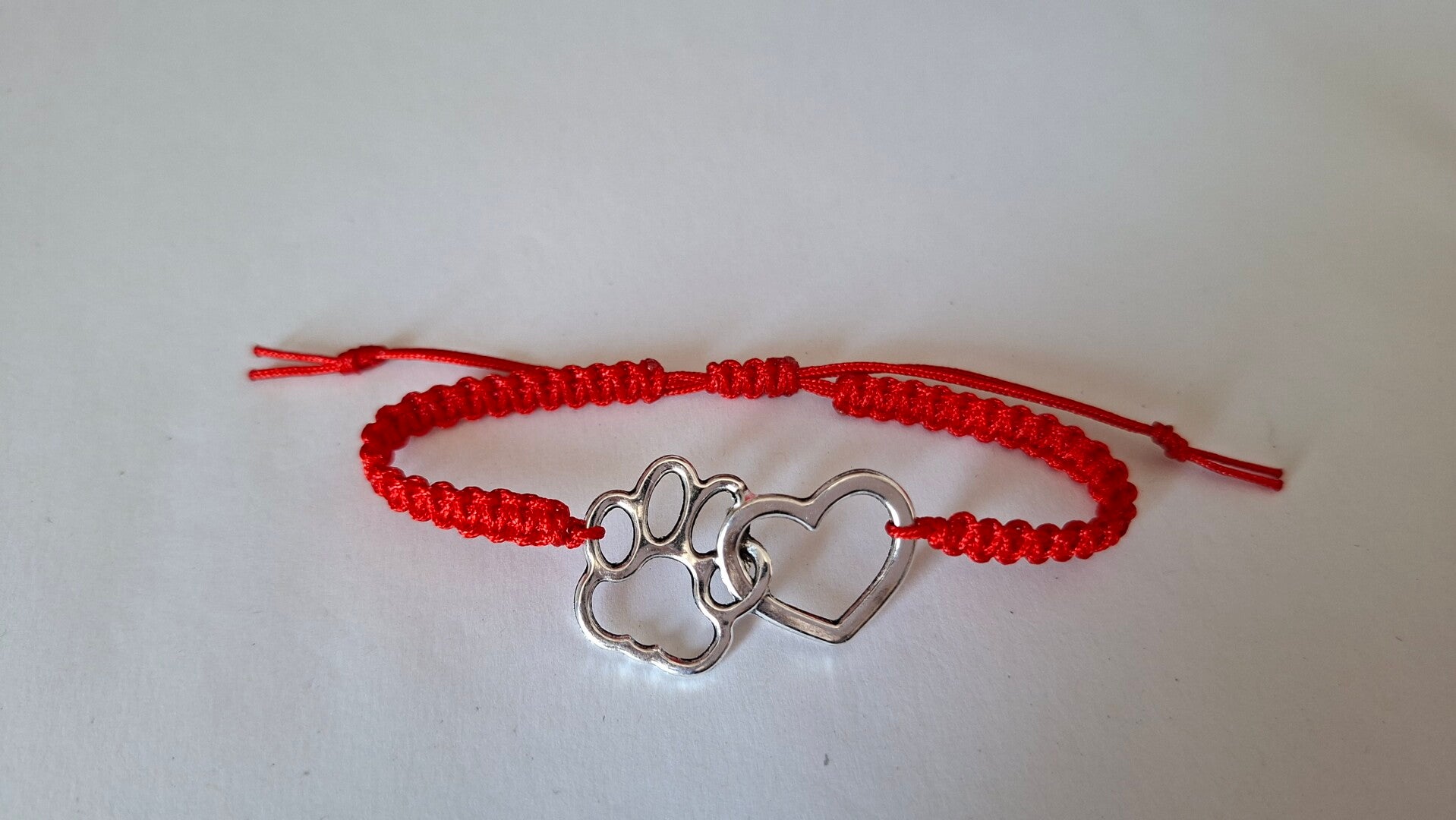 Armband Herz Pfote rot