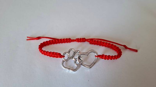 Armband Herz Pfote rot