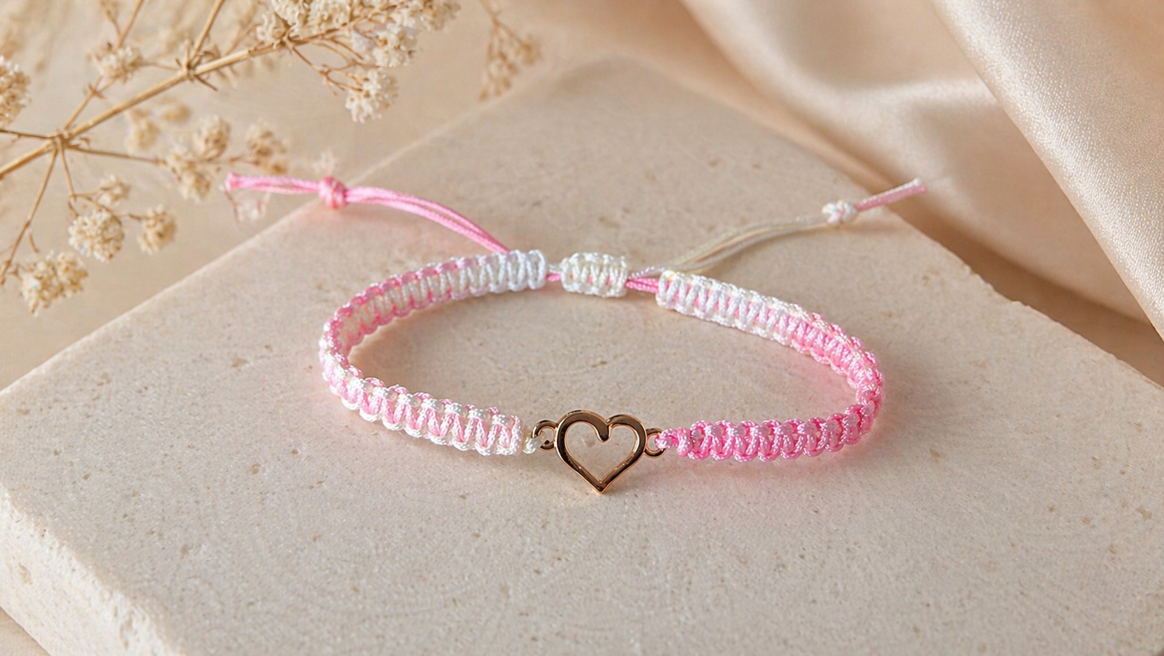 Armband Herz rosa gelb