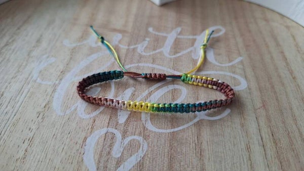 Makramee Armband braun, gelb,grün