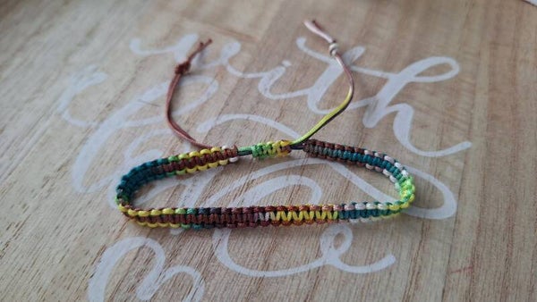 Makramee Armband braun, grün, gelb