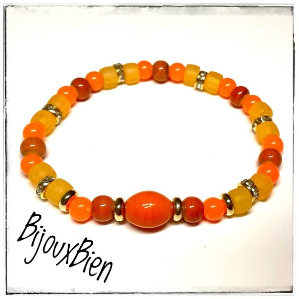Dames armbandje oranje & goud