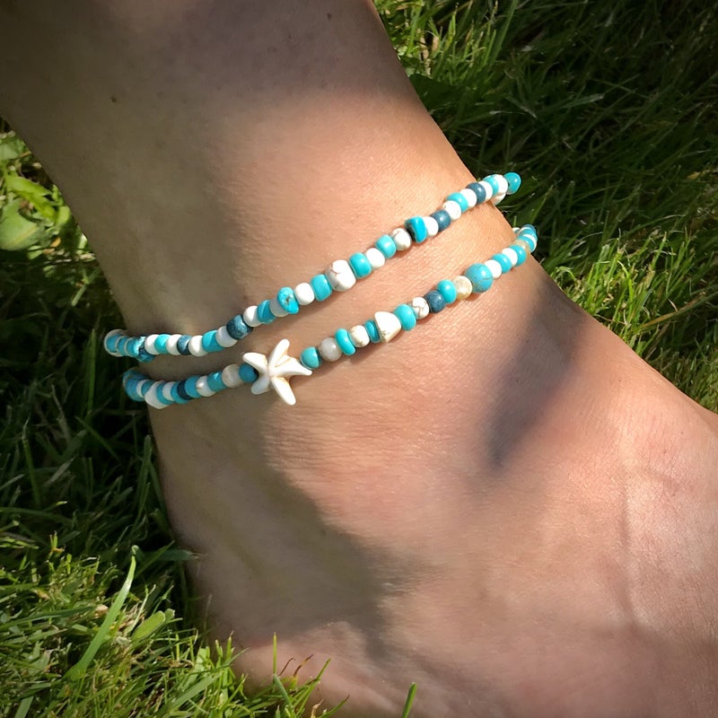 enkelbandje blauw zeester