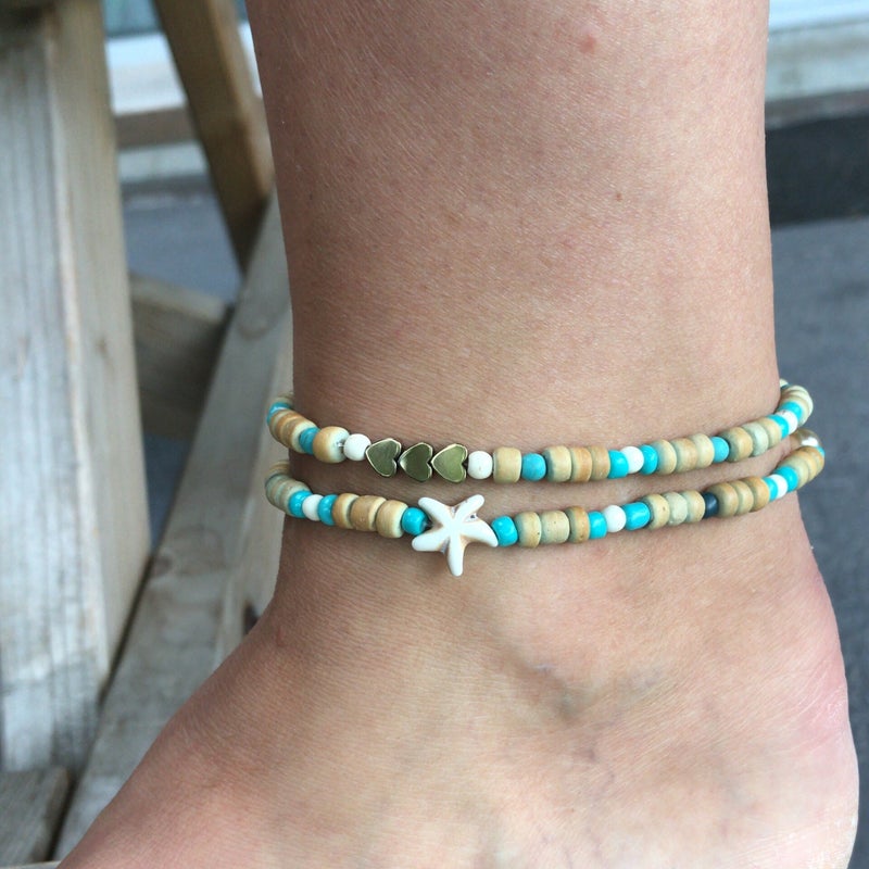 enkelbandje blauw / zeester