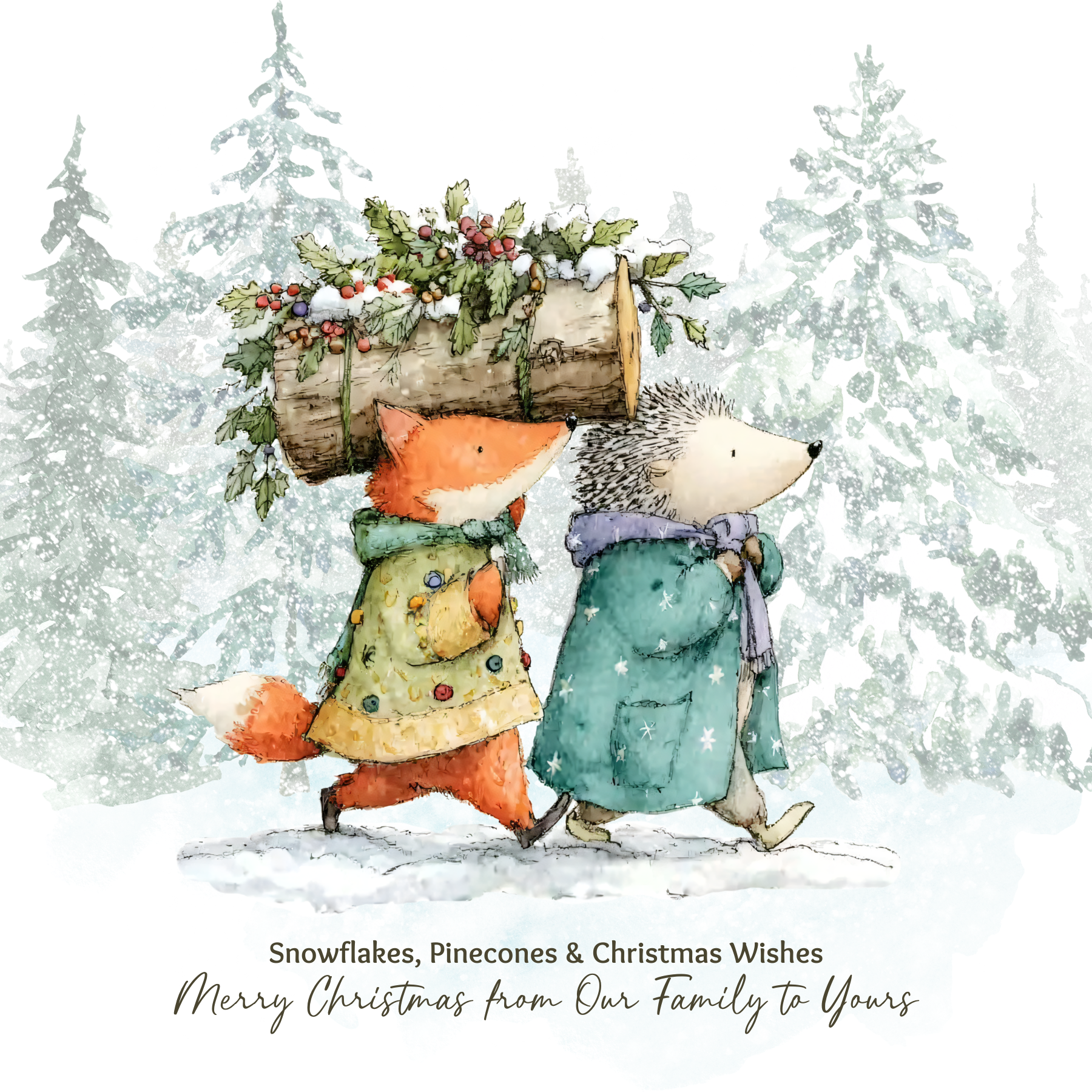 Personalised Woodland Animal Christmas Card