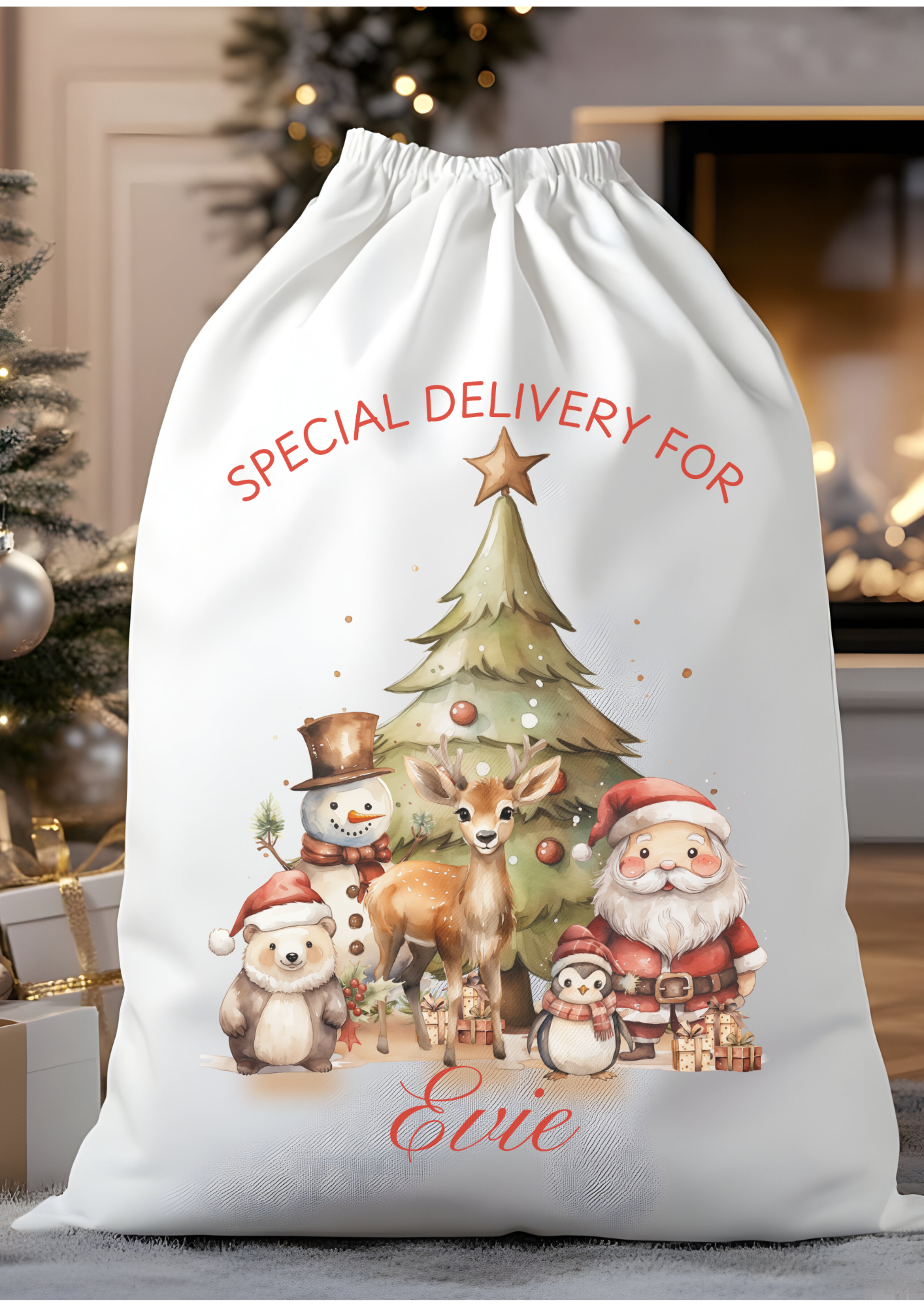 Personalised Woodland Friends Christmas Santa Sack